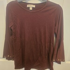 Michael Kors Burgundy Bell Sleeve Top